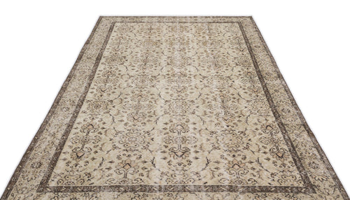 Atina Beige Vintage Wool Handmade Area Rug 5'9" x 9'1"