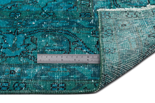 Atina Turquoise Vintage Wool Handmade Area Rug 6'6" x 10'11"