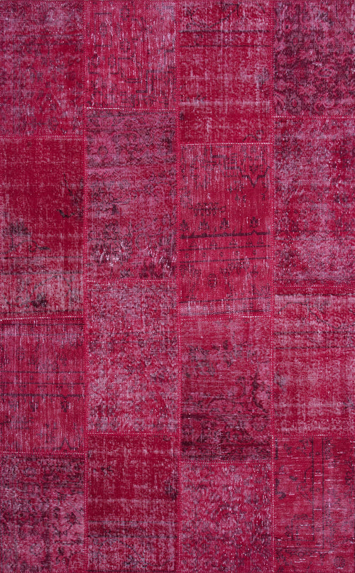 Handmade Wool Rug - Red Patchwork Wool Rug | Soft, Dust Free Carpet by Eko