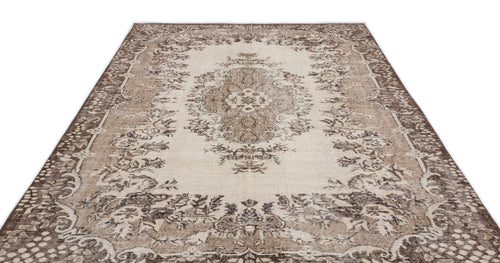 Atina Beige Vintage Wool Handmade Area Rug 6'10" x 10'0"