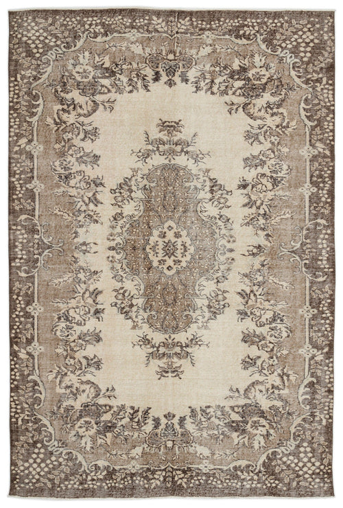 Atina Beige Vintage Wool Handmade Area Rug 6'10" x 10'0"