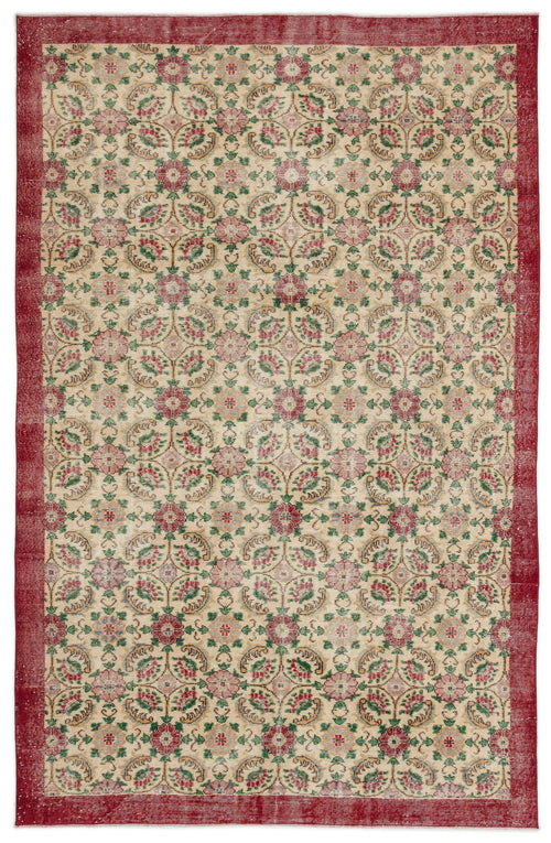 Atina Cream Vintage Wool Handmade Area Rug 6'7" x 10'6"