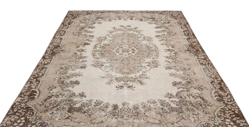 Atina Beige Vintage Wool Handmade Area Rug 6'5" x 9'9"