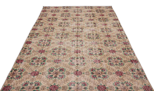 Atina Cream Vintage Wool Handmade Area Rug 5'5" x 9'6"
