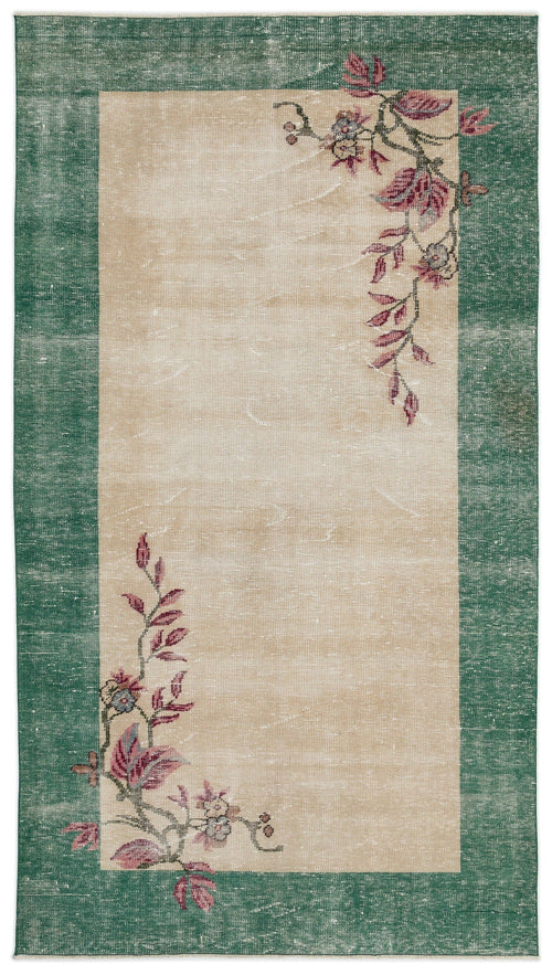 Atina Cream Vintage Wool Handmade Area Rug 5'2" x 9'4"