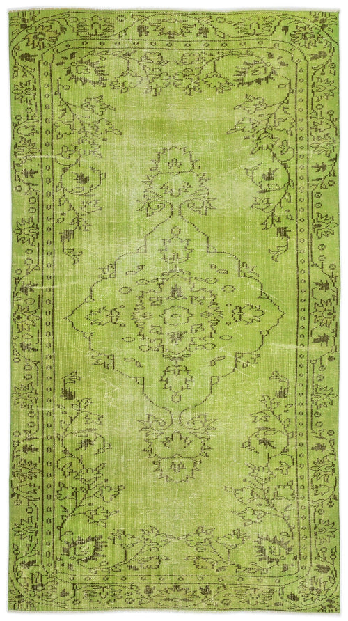 Atina Green Vintage Wool Handmade Area Rug 5'1" x 8'5"