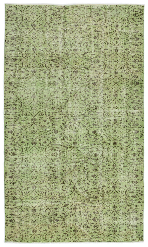 Atina Green Vintage Wool Handmade Area Rug 5'2" x 8'11"