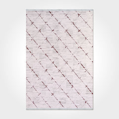 Bamboo Viscose Area Rug – Machine Made Geometric Cream Rug for Living Room