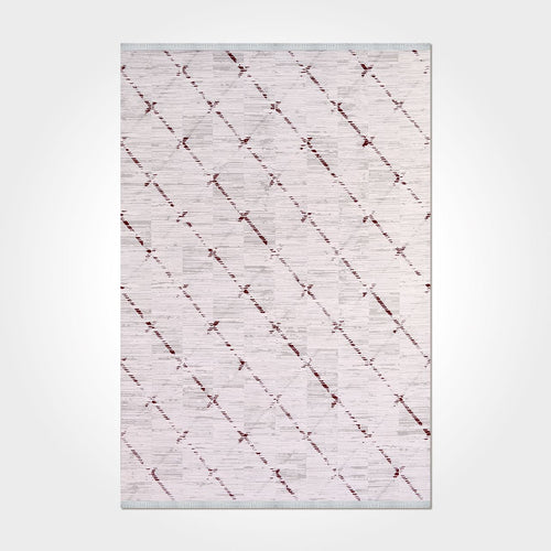 Bamboo Viscose Area Rug – Machine Made Geometric Cream Rug for Living Room