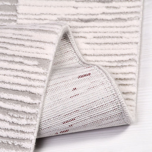 Bamboo Viscose Area Rug – Machine Made Geometric Cream Rug for Living Room