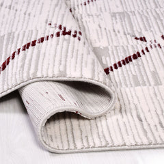 Bamboo Viscose Area Rug – Machine Made Geometric Cream Rug for Living Room