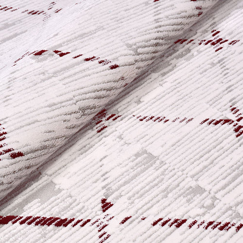 Bamboo Viscose Area Rug – Machine Made Geometric Cream Rug for Living Room