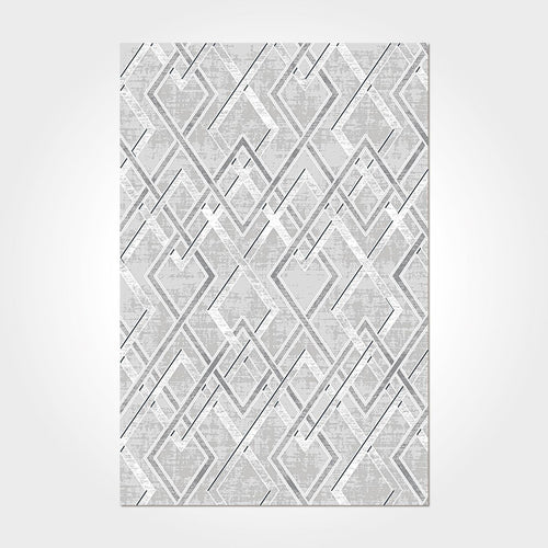 Bamboo Viscose Area Rug – Machine Made Grey Geometric Durable Carpet for Living Room