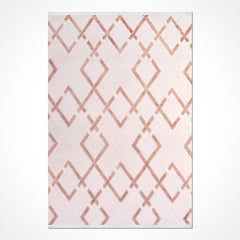 Yara Cream Pink Geometric Bamboo Viscose Machine Made Area Rug