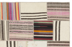 Teselya 1490 Beige Striped Wool Handmade Area Rug 5'3" x 7'7"