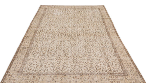 Atina Beige Vintage Wool Handmade Area Rug 5'7" x 9'5"