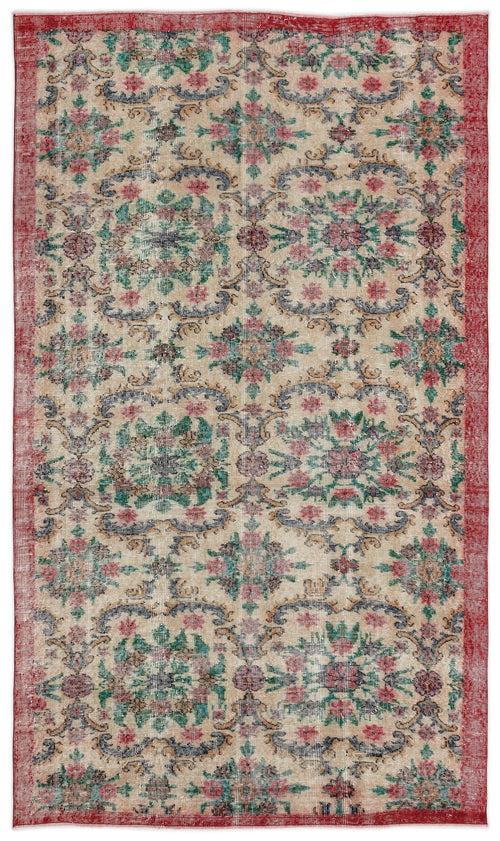 Atina Cream Vintage Wool Handmade Area Rug 5'1" x 8'11"