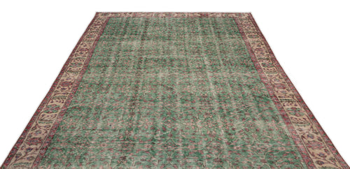 Atina Green Vintage Wool Handmade Area Rug 6'4" x 9'6"
