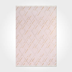 Bamboo Viscose Area Rug – Machine Made Geometric Cream Bamboo Fiber Carpet