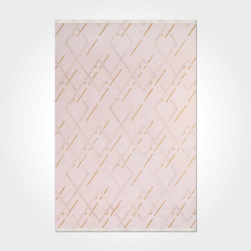 Bamboo Viscose Area Rug – Machine Made Geometric Cream Bamboo Fiber Carpet
