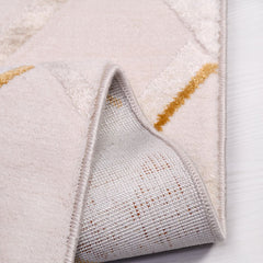 Bamboo Viscose Area Rug – Machine Made Geometric Cream Bamboo Fiber Carpet