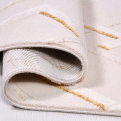 Bamboo Viscose Area Rug – Machine Made Geometric Cream Bamboo Fiber Carpet