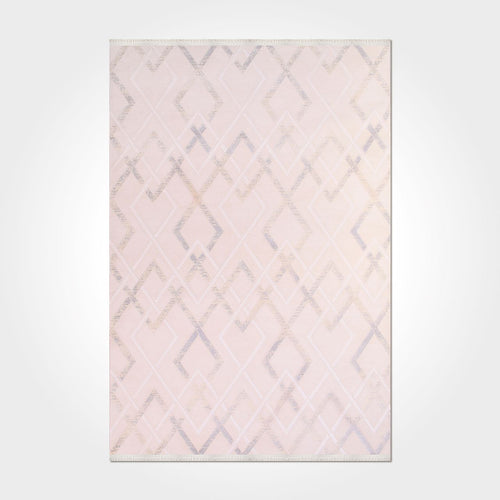 Bamboo Viscose Area Rug – Machine Made Geometric Cream Bamboo Fiber Carpet
