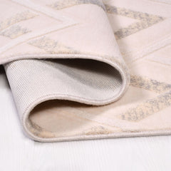 Bamboo Viscose Area Rug – Machine Made Geometric Cream Bamboo Fiber Carpet