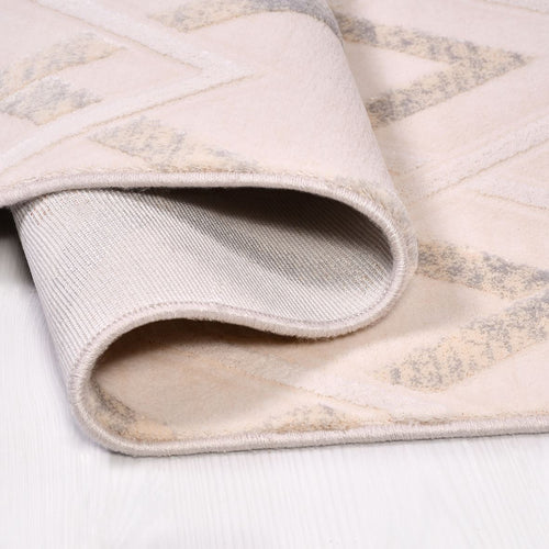 Bamboo Viscose Area Rug – Machine Made Geometric Cream Bamboo Fiber Carpet