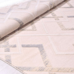 Bamboo Viscose Area Rug – Machine Made Geometric Cream Bamboo Fiber Carpet
