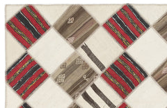 Teselya Beige Striped Wool Handmade Area Rug 5'9" x 7'1"