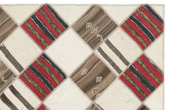 Teselya Beige Striped Wool Handmade Area Rug 5'9" x 7'1"