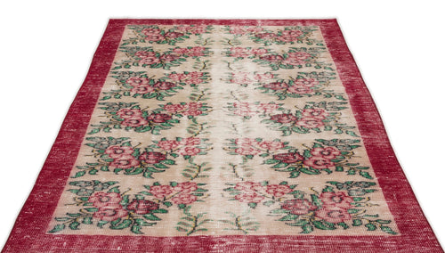 Atina Cream Vintage Wool Handmade Area Rug 4'9" x 7'10"