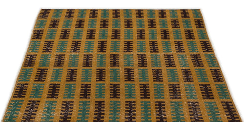 Atina Yellow Vintage Wool Handmade Area Rug 3'8" x 4'7"
