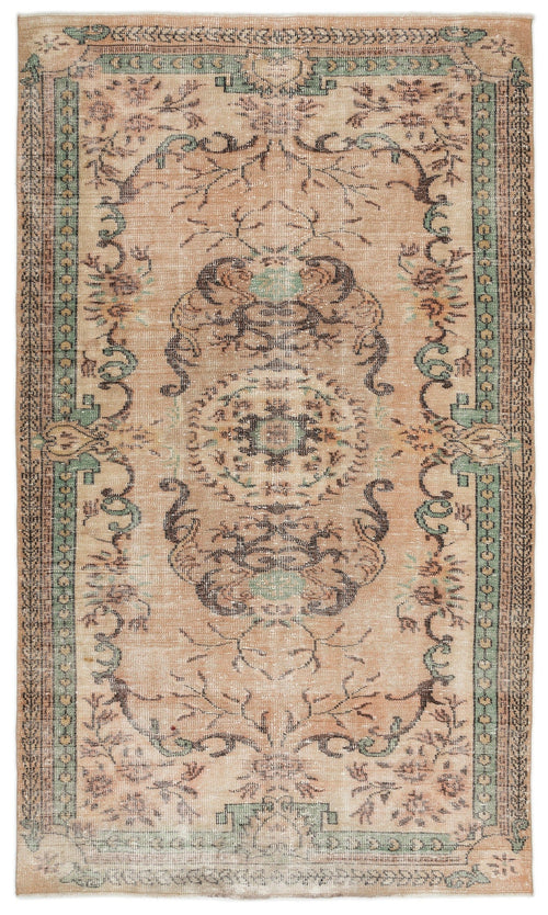 Atina Beige Vintage Wool Handmade Area Rug 6'2" x 10'7"
