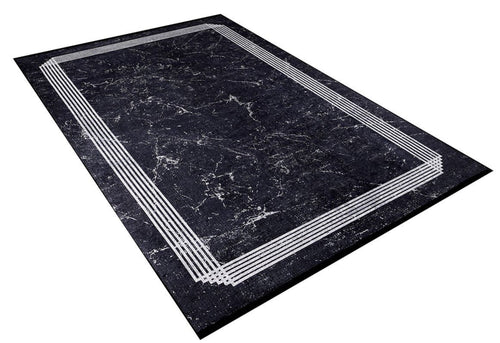 Digital Print Area Rug – Black Frame Stylish Non Slip Antibacterial Carpet
