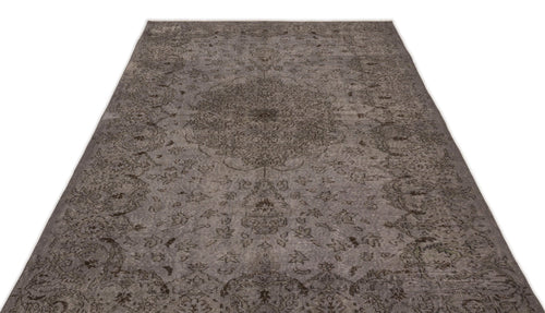 Atina Grey Vintage Wool Handmade Area Rug 6'1" x 8'10"