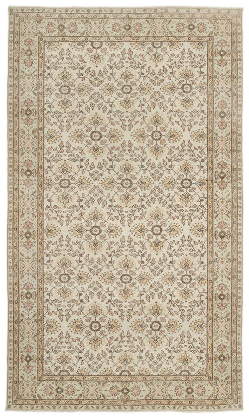 Atina Beige Vintage Wool Handmade Area Rug 6'0" x 10'0"