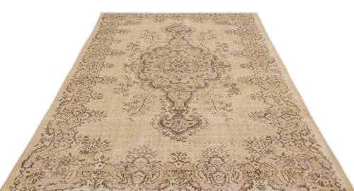 Atina Beige Vintage Wool Handmade Area Rug 5'8" x 9'4"