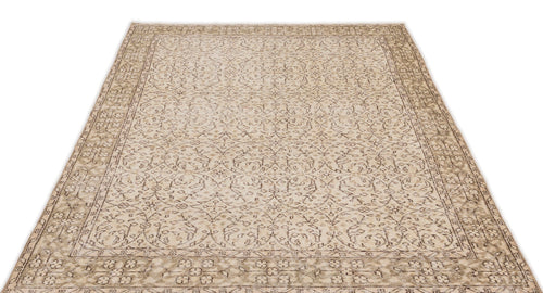 Atina Beige Vintage Wool Handmade Area Rug 5'3" x 8'5"