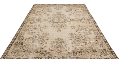 Atina Beige Vintage Wool Handmade Area Rug 6'3" x 10'0"