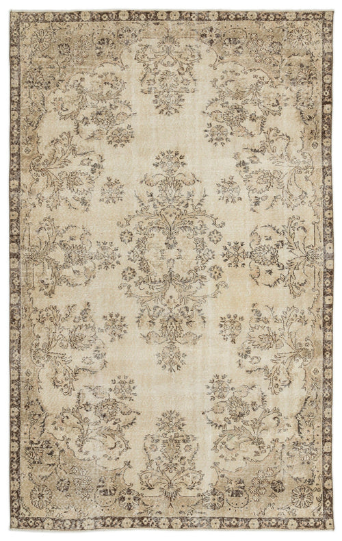 Atina Beige Vintage Wool Handmade Area Rug 6'3" x 10'0"