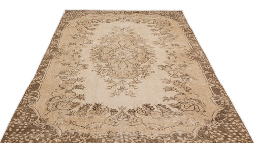 Atina Beige Vintage Wool Handmade Area Rug 5'7" x 9'5"