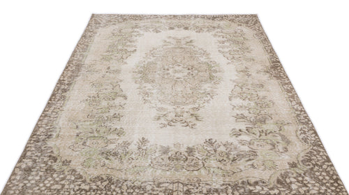 Atina Beige Vintage Wool Handmade Area Rug 5'7" x 8'6"