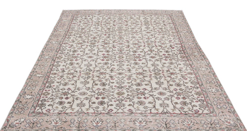 Atina Beige Vintage Wool Handmade Area Rug 5'10" x 8'5"