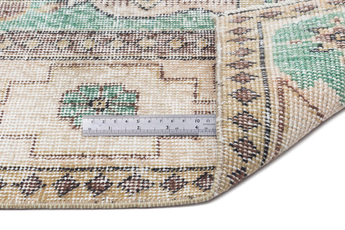 Atina Green Frame Wool Handmade Area Rug 5'2" x 8'5"