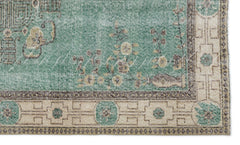 Atina Green Frame Wool Handmade Area Rug 5'2" x 8'5"