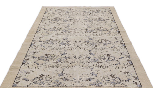 Atina Cream Vintage Wool Handmade Area Rug 5'5" x 8'8"
