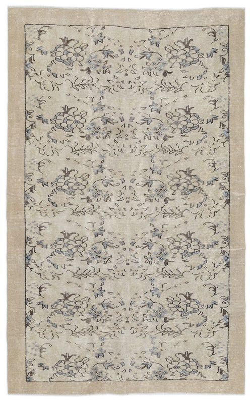 Atina Cream Vintage Wool Handmade Area Rug 5'5" x 8'8"