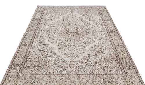 Atina Beige Vintage Wool Handmade Area Rug 5'9" x 9'4"
